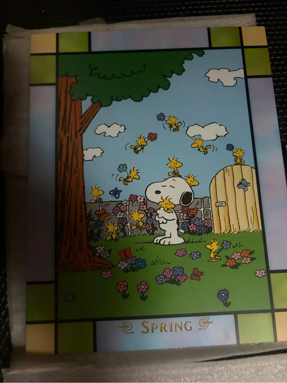 Peanuts Wall Clock and Seasonal Panels — Brown, Blue, Green, White